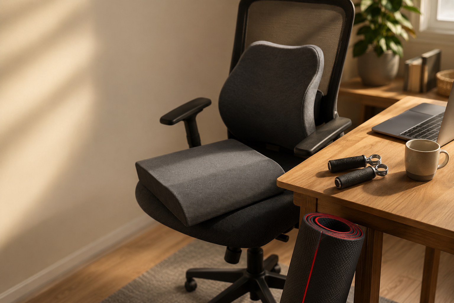 AthKin comfort essentials in a home workspace