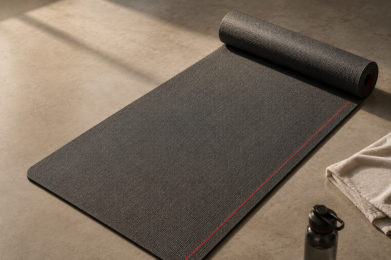 Yoga mat used in a home practice